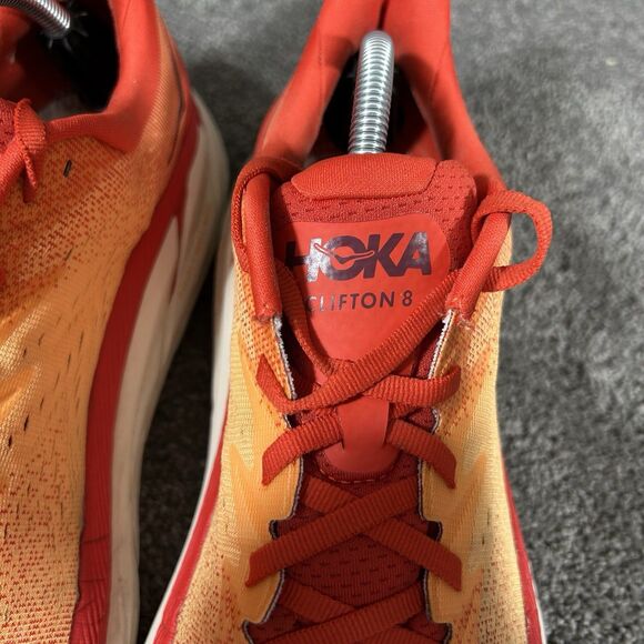 Hoka One One Clifton 8 1119393 FBOR Mens Size 11 Orange Running Shoes No Insoles - Picture 4 of 13